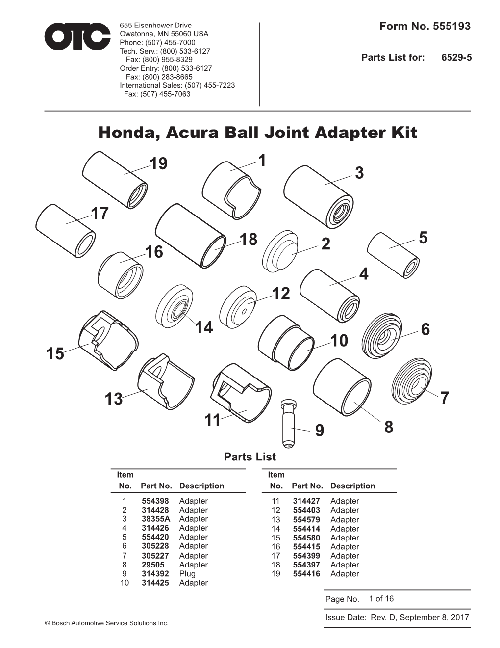 Honda, Acura Ball Joint Adapter Kit 19 1 3