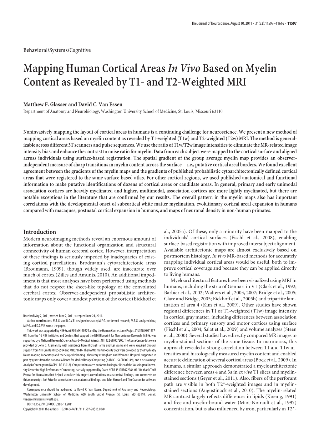 Mapping Human Cortical Areasin