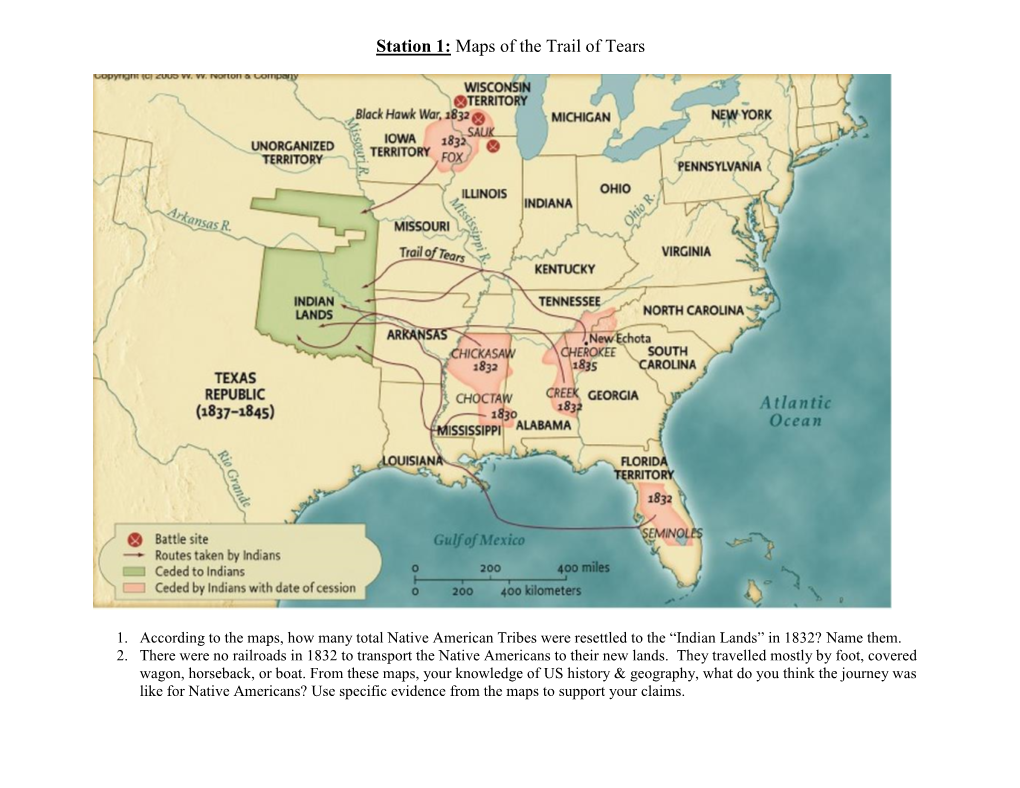 Station 1: Maps of the Trail of Tears