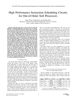 High Performance Instruction Scheduling Circuits for Out-Of-Order Soft Processors