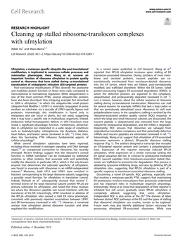 Cleaning up Stalled Ribosome-Translocon Complexes with Ufmylation