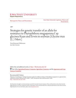 Strategies for Genetic Transfer of an Allele for Resistance to Phytophthora Megasperma F
