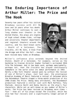 The Enduring Importance of Arthur Miller: the Price and the Hook