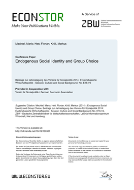 Endogenous Social Identity and Group Choice
