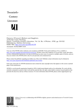 Flannery O'connor's Mothers and Daughters Author(S): Louise Westling Source: Twentieth Century Literature, Vol