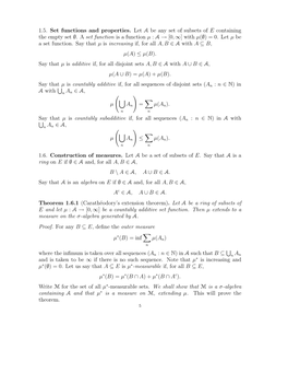 1.5. Set Functions and Properties. Let Л Be Any Set of Subsets of E