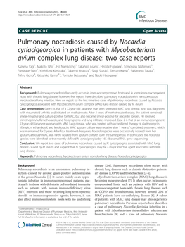 Pulmonary Nocardiosis Caused By