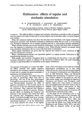 Habituation: Effects of Regular and Stochastic Stimulation