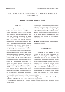 A Study on Buffalo Management Practices in Khammam District of Andhra Pradesh