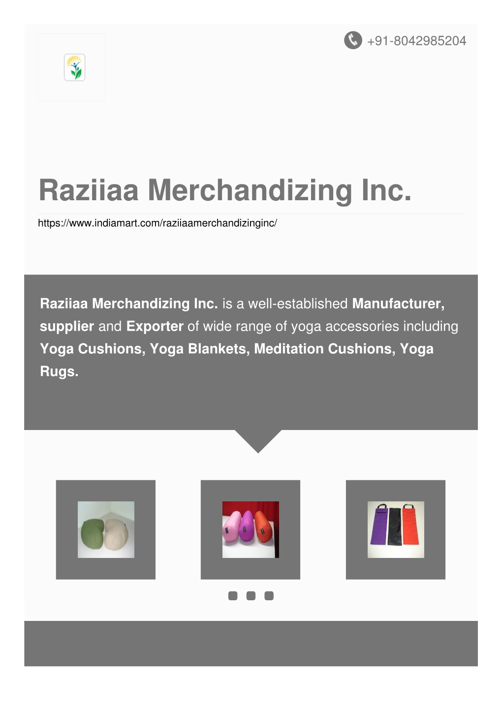 Raziiaa Merchandizing Inc