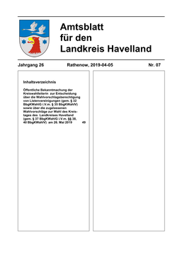 Amtsblatt Für Den Landkreis Havelland Seite 49