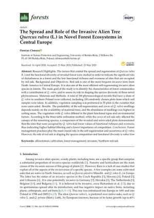 The Spread and Role of the Invasive Alien Tree Quercus Rubra (L.) in Novel Forest Ecosystems in Central Europe