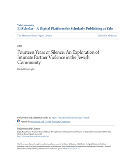 An Exploration of Intimate Partner Violence in the Jewish Community Rachel Rose Light