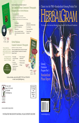 Standardized Phase Report, We Also American Botanical Council Staff Include Additional Articles on Various Subjects Surrounding This Fabled Herb