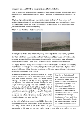 Emergency Response UNCCD to Drought and Desertification in Belarus