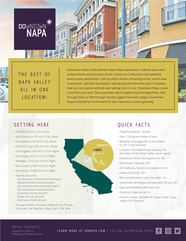 Getting Here Quick Facts the Best of Napa Valley All In