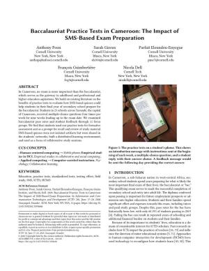 Baccalauréat Practice Tests in Cameroon: the Impact of SMS-Based Exam Preparation