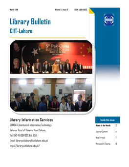 Library Bulletin, March 2016