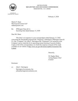 Jpmorgan Chase & Co.; Rule 14A-8 No-Action Letter