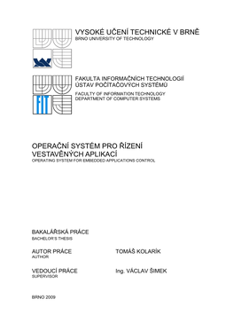 Vysoké Učení Technické V Brně Brno University of Technology