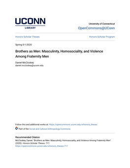 Masculinity, Homosociality, and Violence Among Fraternity Men