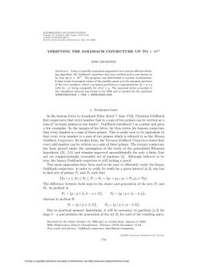 Verifying the Goldbach Conjecture up to 4 · 1014