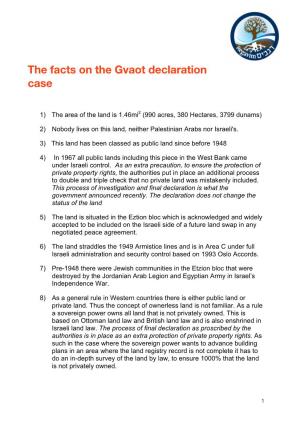 The Facts on the Gvaot Declaration Case