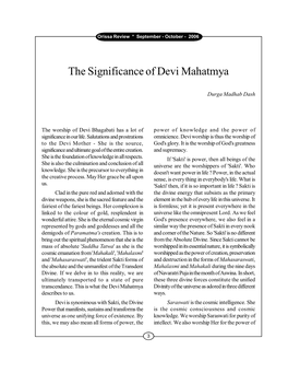 The Significance of Devi Mahatmya