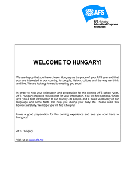 Welcome to Hungary!