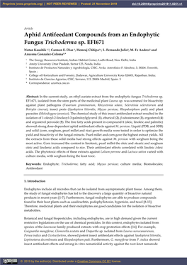 Aphid Antifeedant Compounds from an Endophytic Fungus Trichoderma Sp