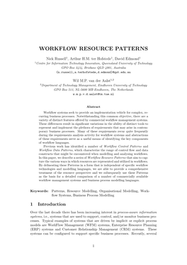 Workflow Resource Patterns
