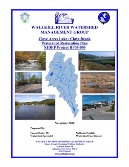 Clove Acres Lake/Clove Brook Watershed Restoration Plan