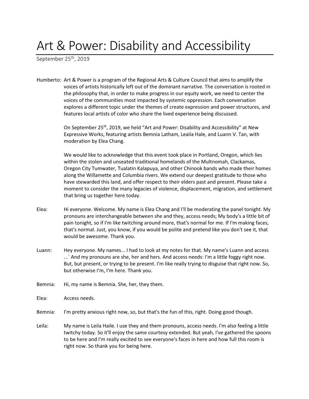 Disability and Accessibility September 25Th, 2019