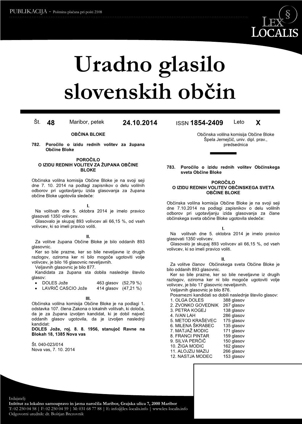 Uradno Glasilo Slovenskih Občin, 14/2013, 12.4.2013