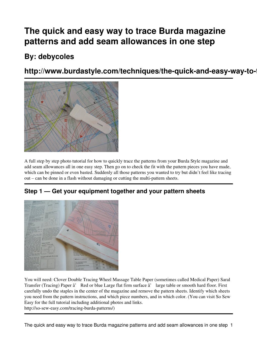 The Quick and Easy Way to Trace Burda Magazine Patterns and Add Seam Allowances in One Step