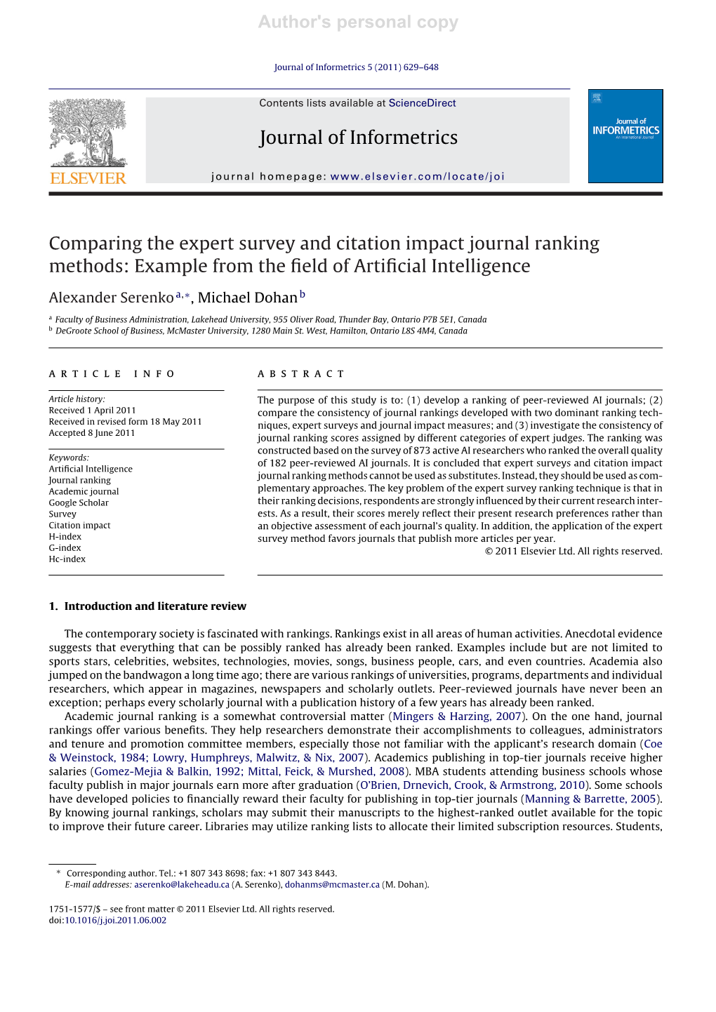 Comparing the Expert Survey and Citation Impact Journal Ranking