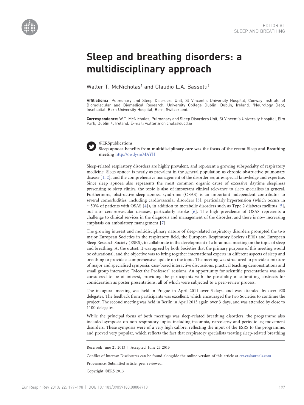 Sleep and Breathing Disorders: a Multidisciplinary Approach