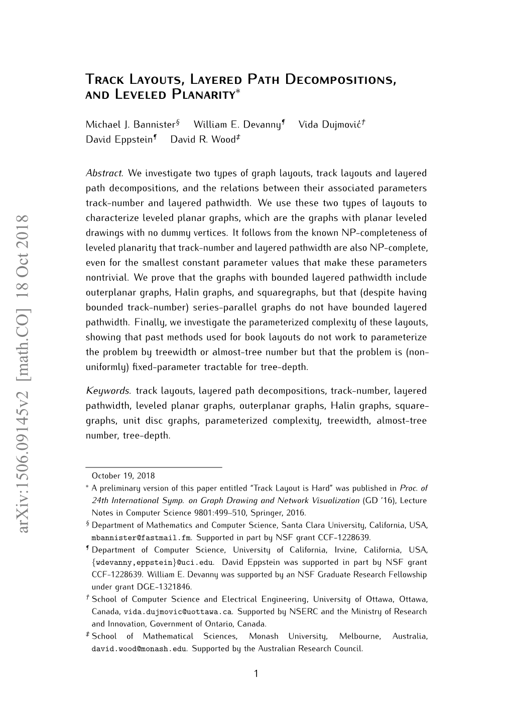 Arxiv:1506.09145V2 [Math.CO] 18 Oct 2018 Mbannister@Fastmail.Fm