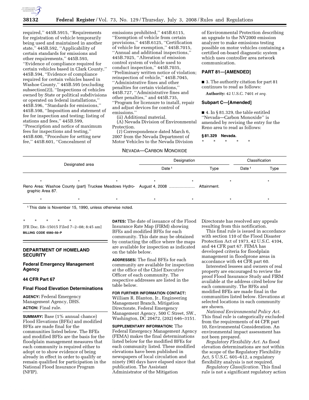 Federal Register/Vol. 73, No. 129/Thursday, July 3, 2008/Rules and Regulations