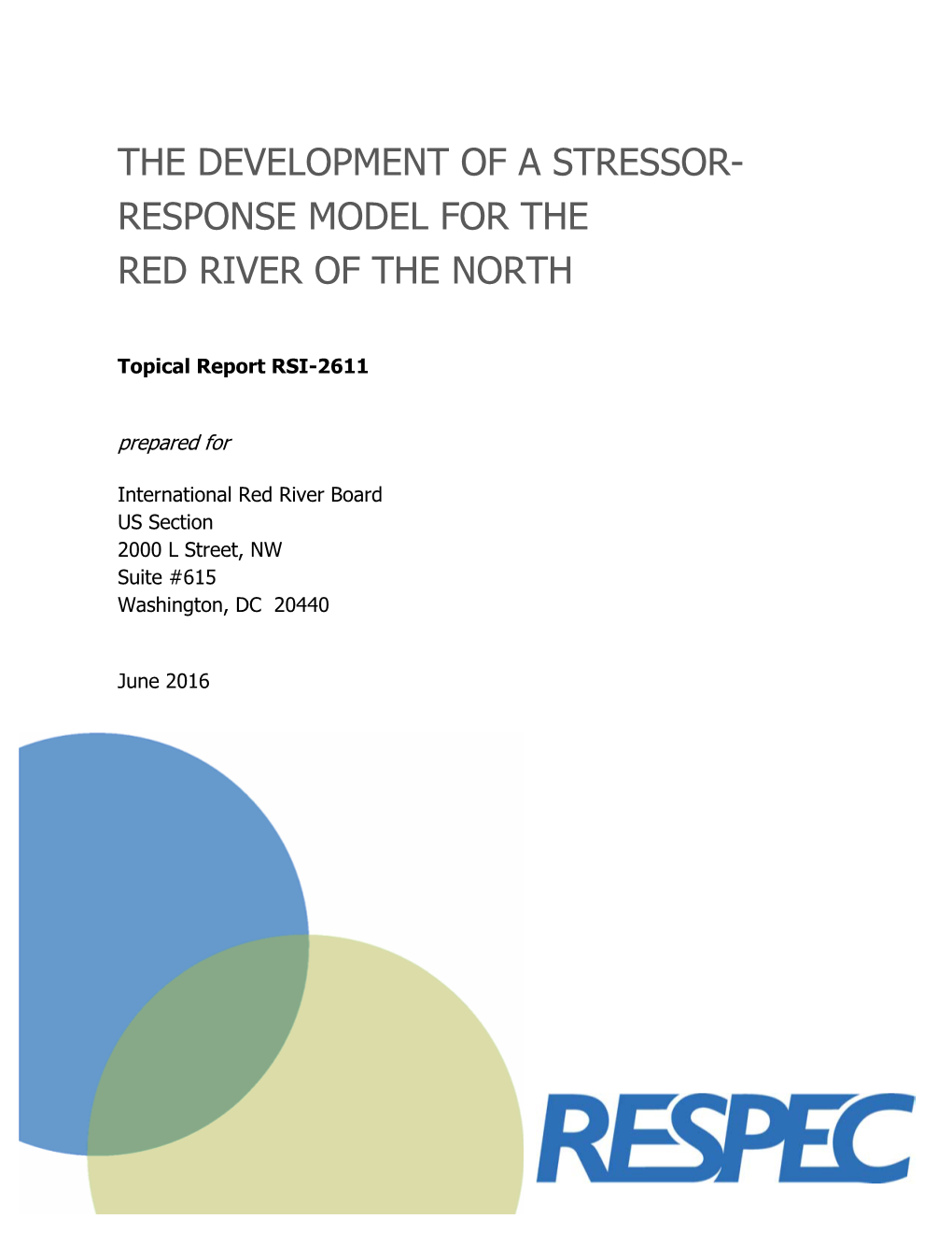 The Development of a Stressor- Response Model for the Red River of the North