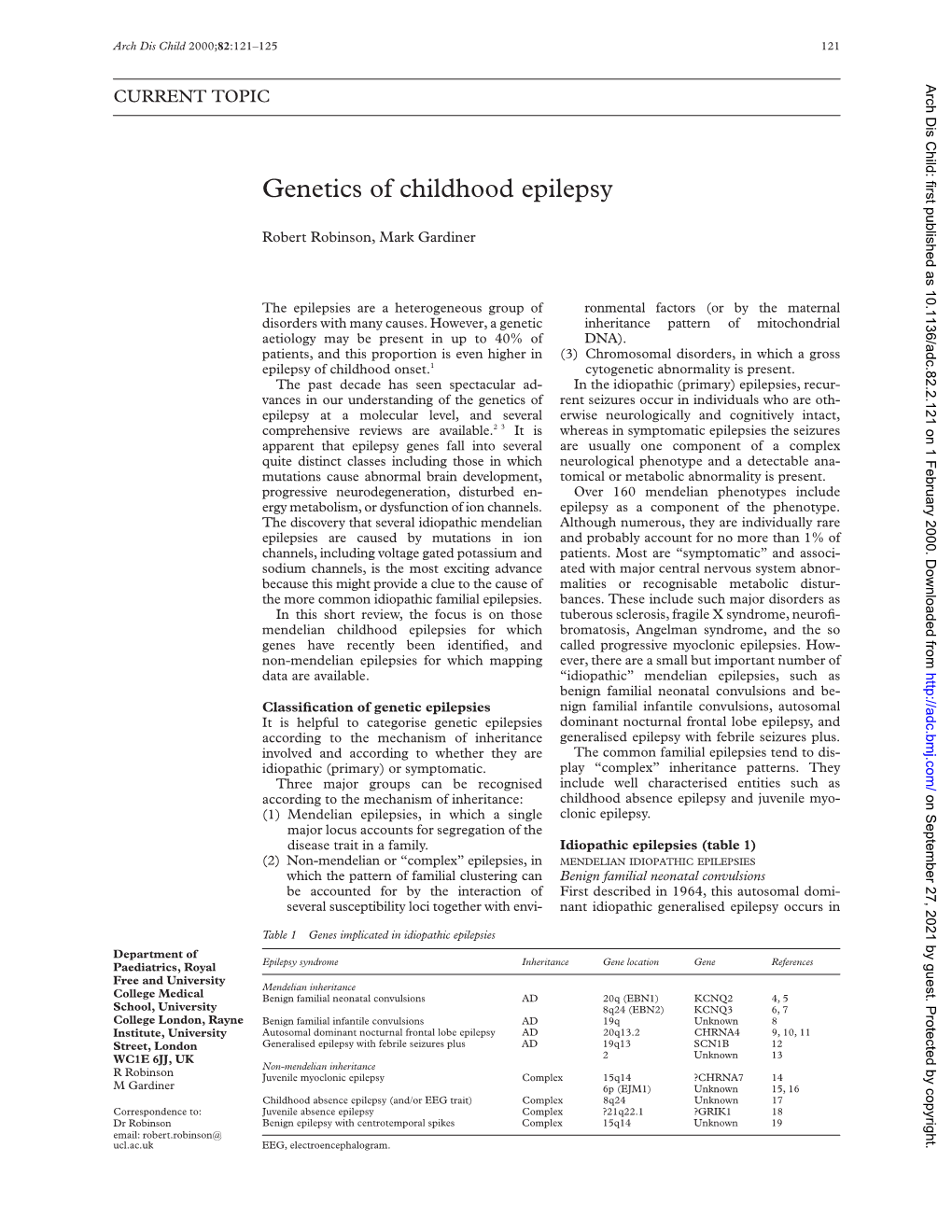 Genetics of Childhood Epilepsy