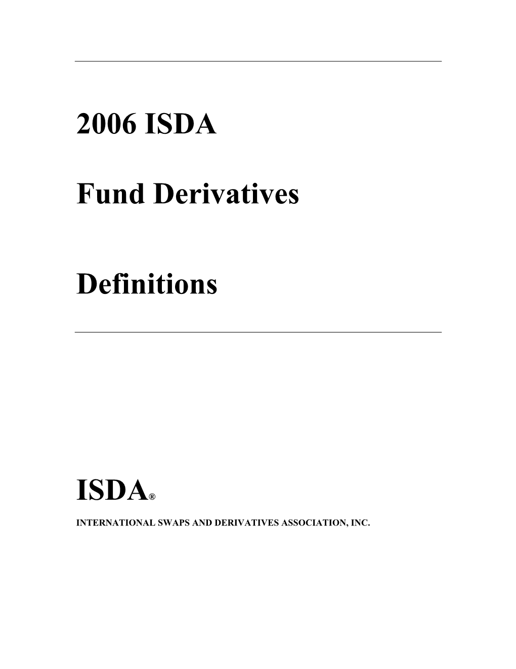 2006 Isda Fund Derivatives Definitions