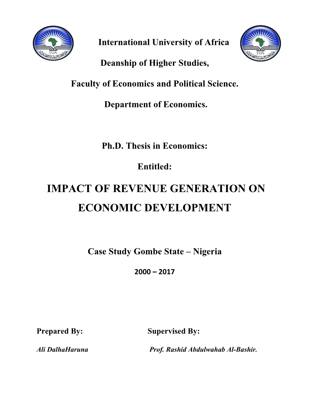 Impact of Revenue Generation on Economic Development, Gombe State