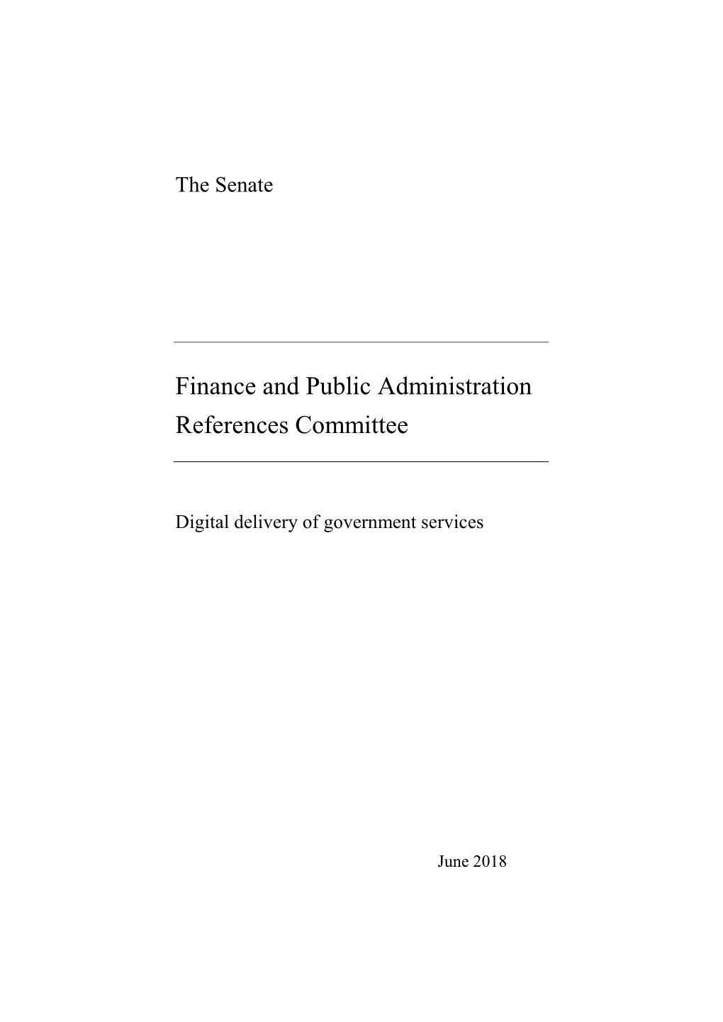 Finance and Public Administration References Committee