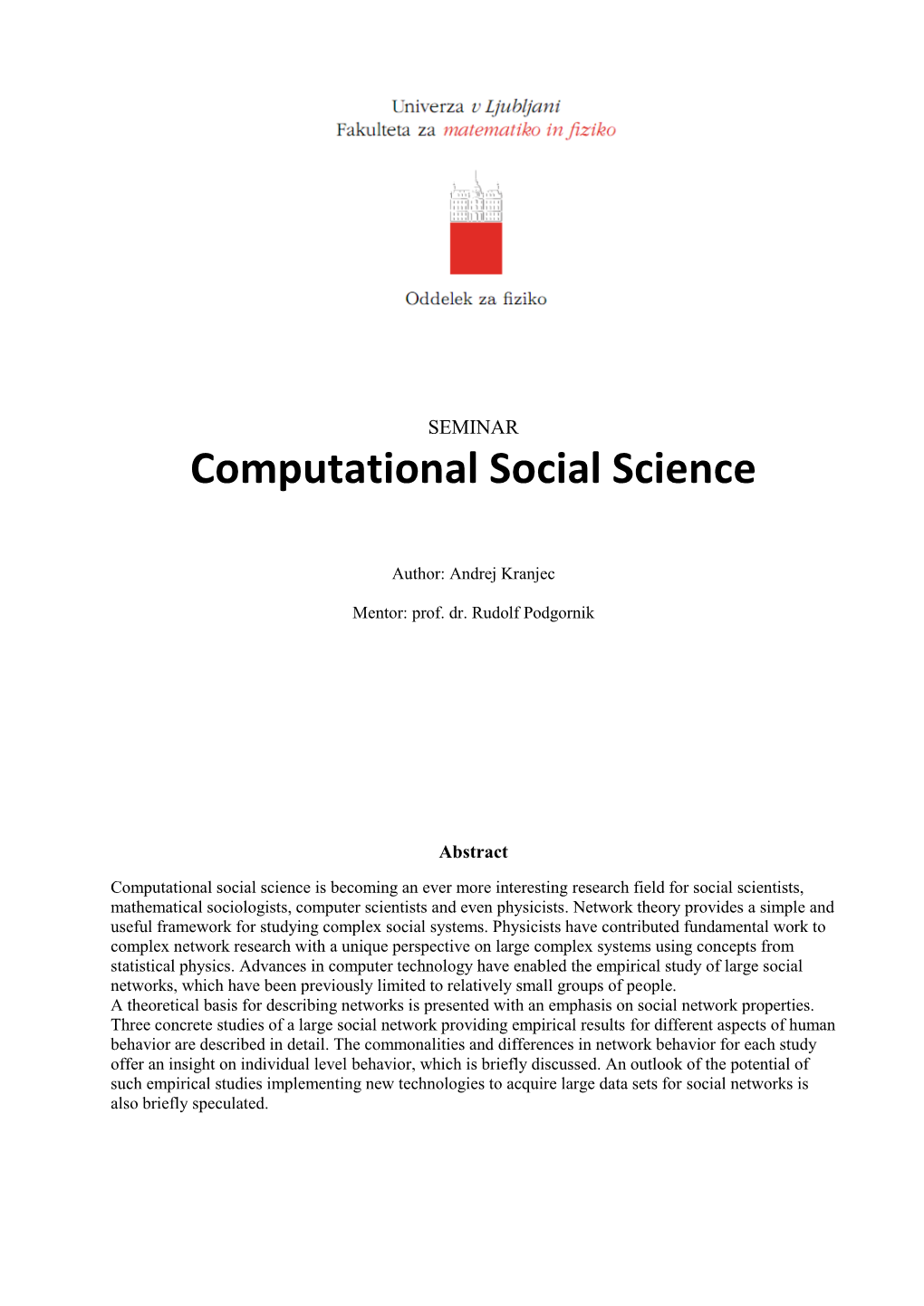 Computational Social Science