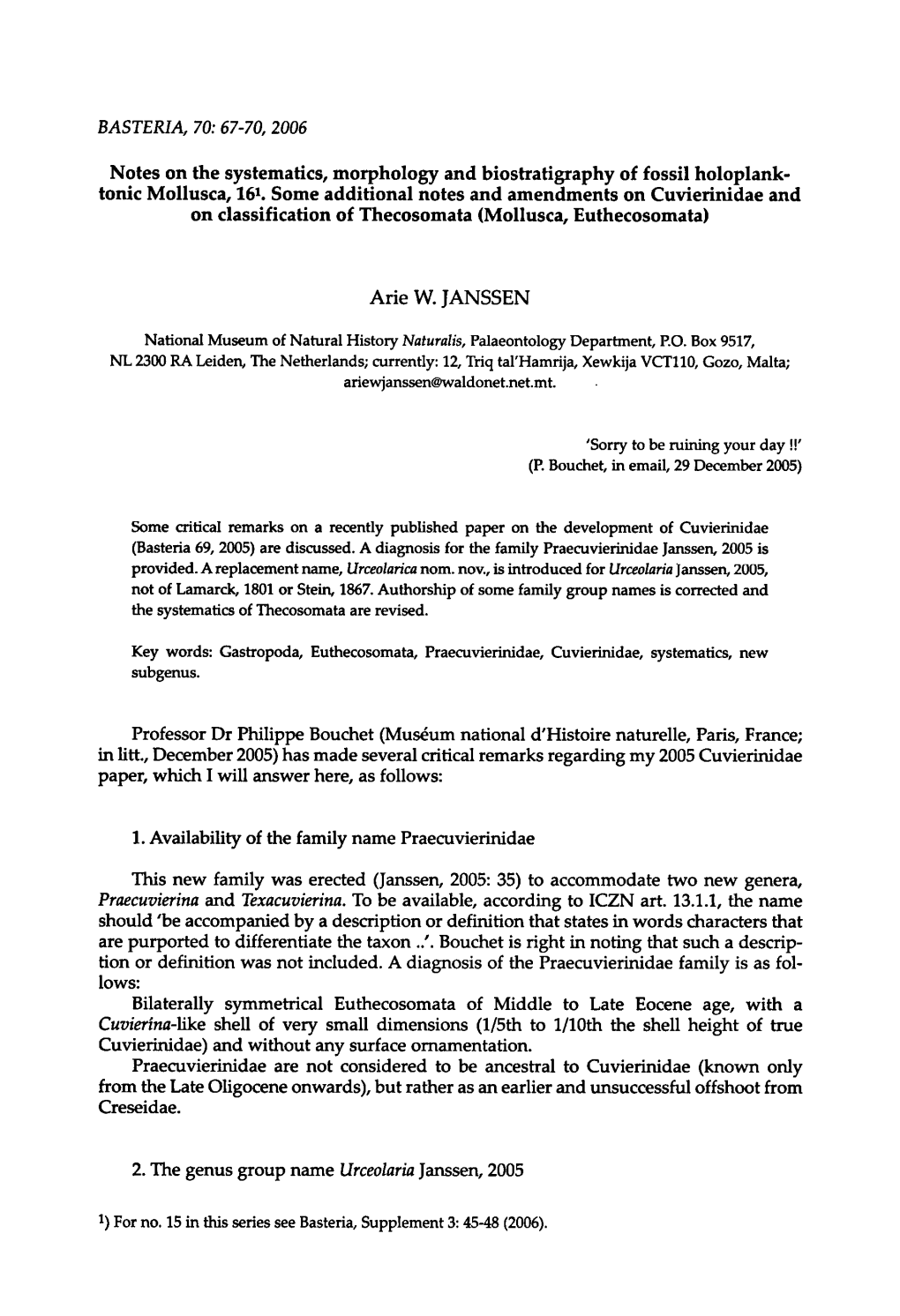 Systematics, Morphology and Biostratigraphy of Fossil Holoplank