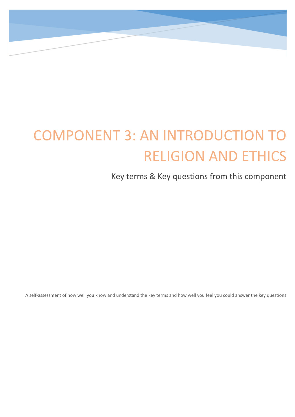 Component 3: an Introduction to Religion and Ethics