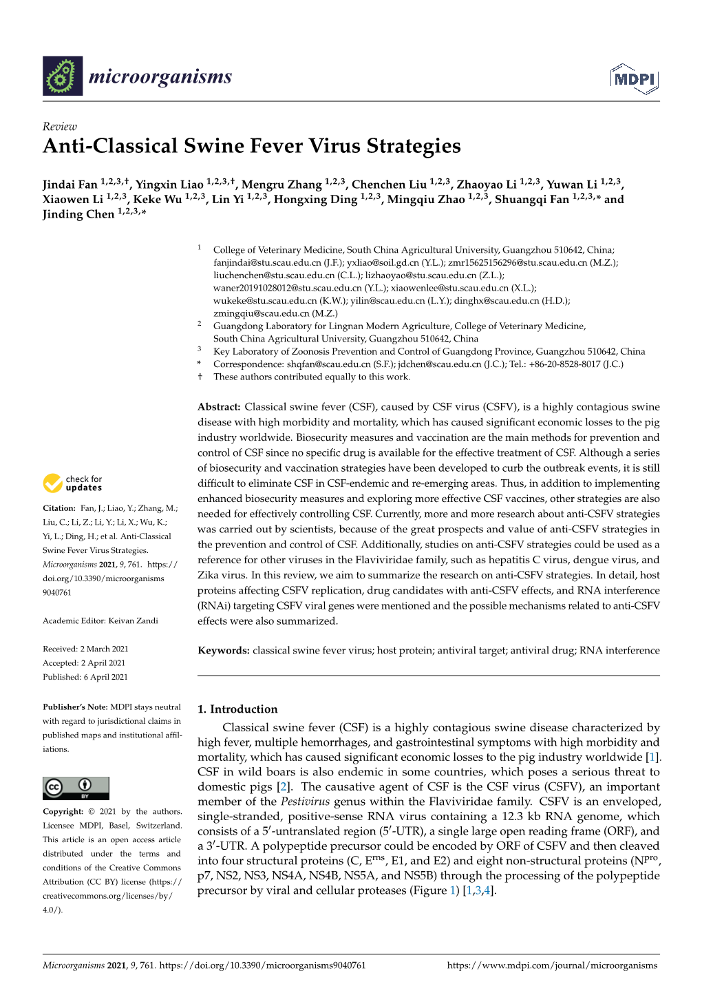 Anti-Classical Swine Fever Virus Strategies