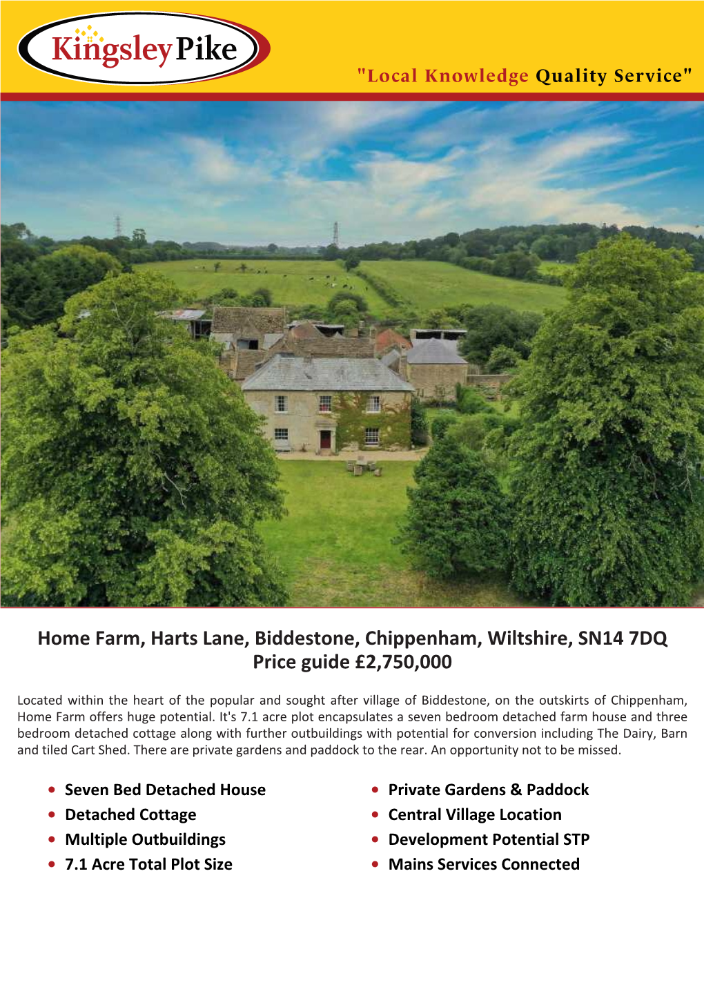 Home Farm, Harts Lane, Biddestone, Chippenham, Wiltshire, SN14 7DQ Price Guide £2,750,000