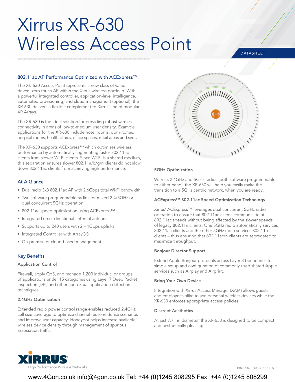 Xirrus XR-630 Wireless Access Point DATASHEET